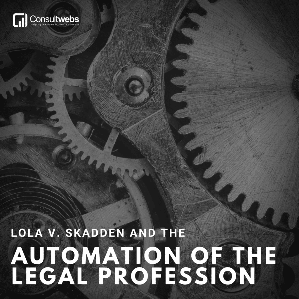 Graphic depicting gears symbolizing legal automation impact in lola v. Skadden: automation of the legal profession.