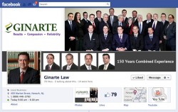 Ginarte laws facebook page featuring team photo and contact details.