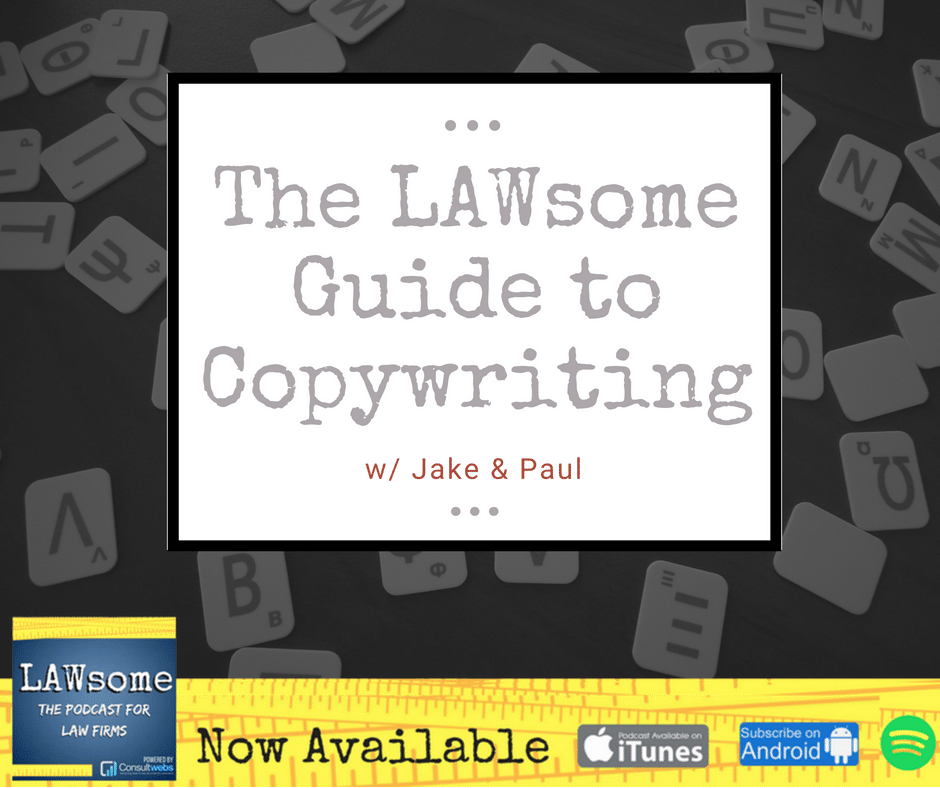 Promotional graphic for crafting words: the lawsome copywriting podcast, available on itunes and android.