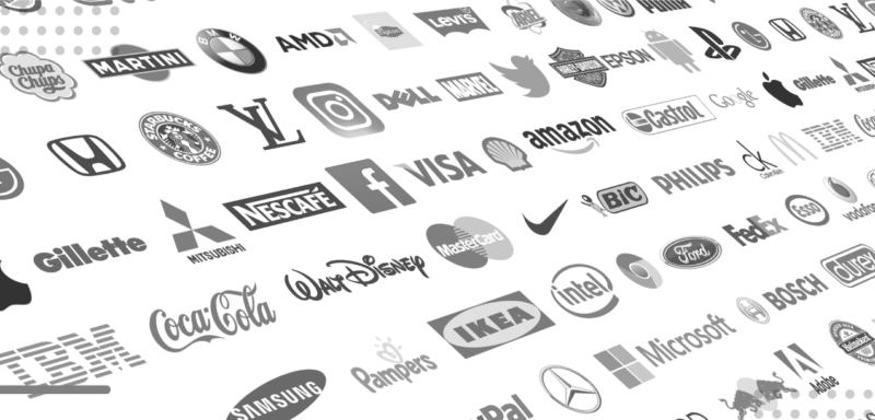 Global brand logos collage