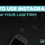 Promotional graphic on using instagram for law firm growth, featuring a smartphone and consultwebs logo.