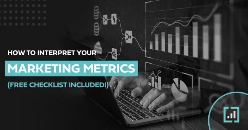 Explore marketing analytics with our guide and checklist on interpreting metrics, displayed on a laptop.