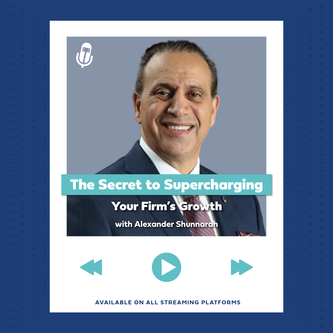 Alexander shunnarah in a podcast on firm growth strategies, available on all streaming platforms.