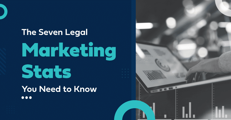 Infographic highlighting top 7 crucial legal marketing statistics with vibrant icons and graphics.