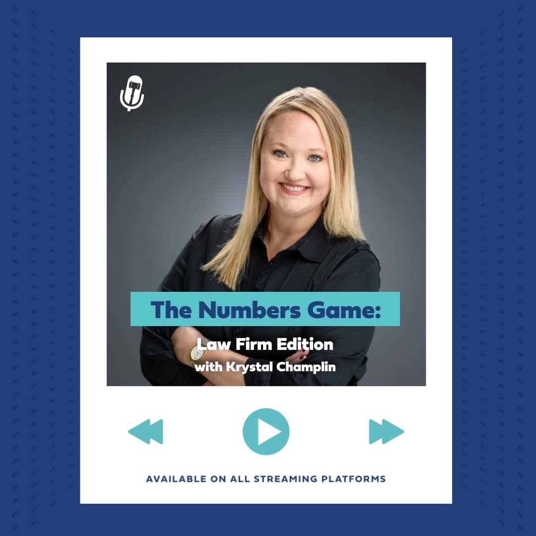 Krystal champlin discusses law firm financial strategies in a podcast, available on all streaming platforms.