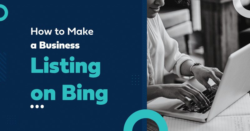 Guide to listing your business on bing, featuring a worker and informative text.
